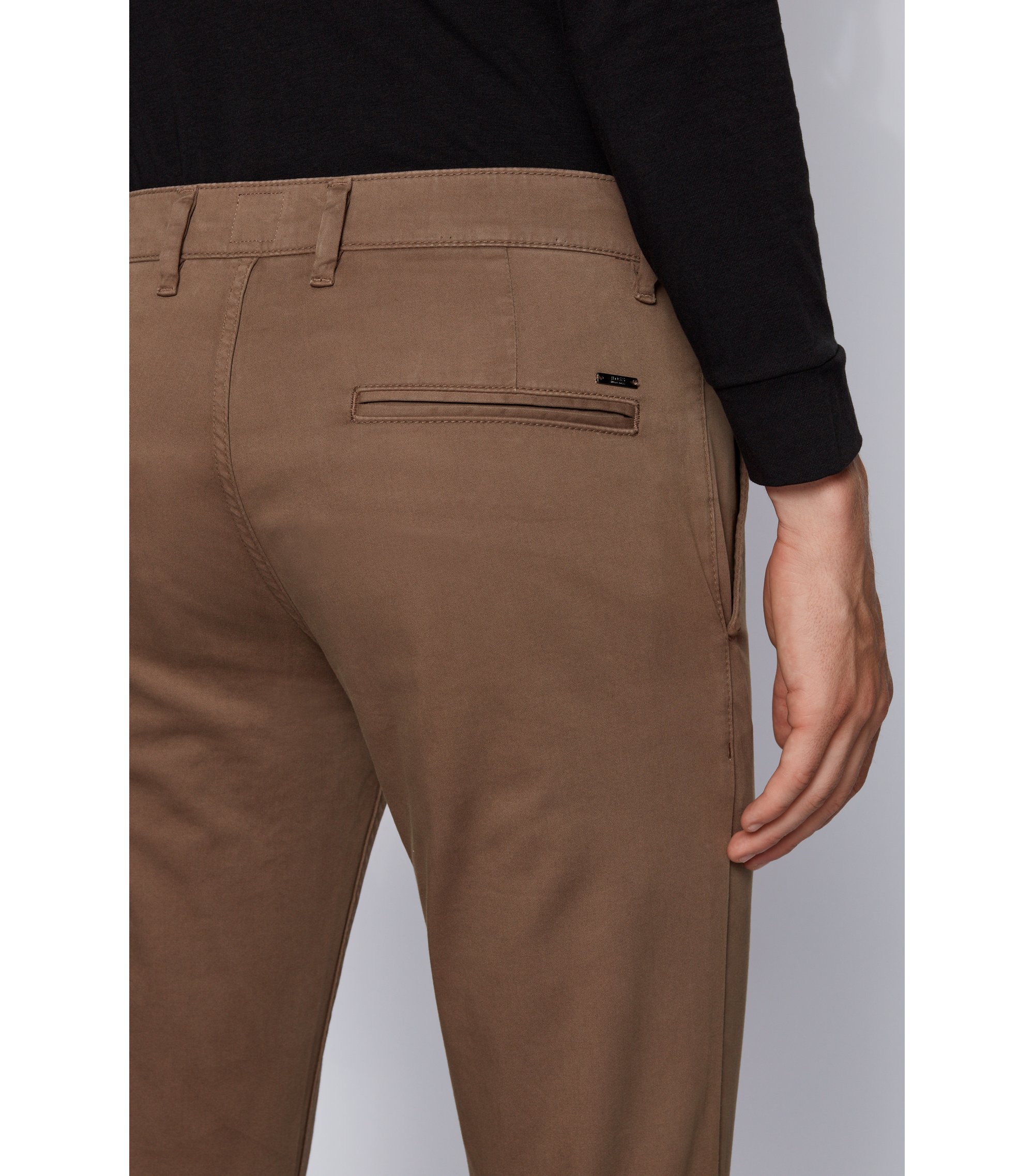 Hugo Boss Slim-fit casual chinos in brushed stretch cotton  Beige  RRP £89